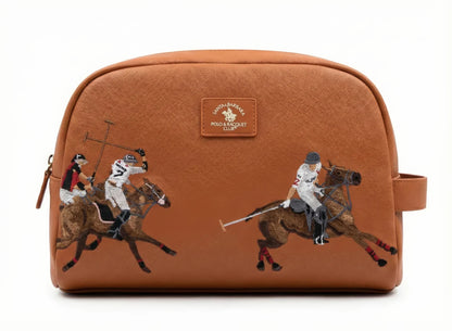 Santa Barbara Polo & Racquet Club Leather Embroidered Toiletry Bag (Limited Edition)