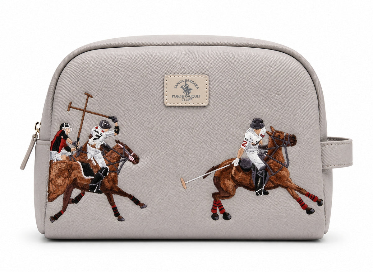Santa Barbara Polo & Racquet Club Leather Embroidered Toiletry Bag (Limited Edition)